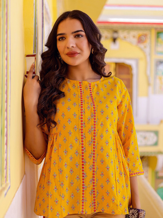 Women Printed Cotton Embroidered top