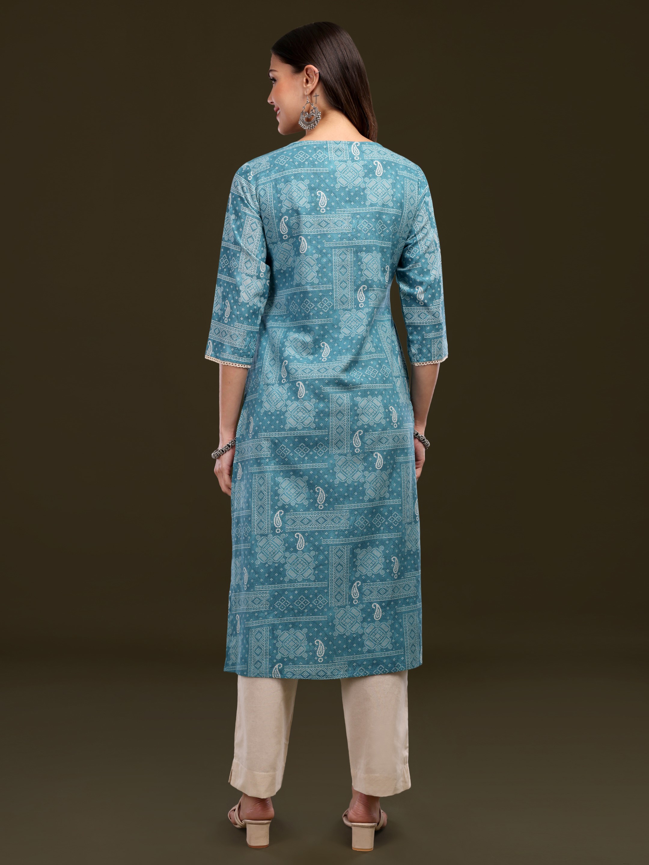 Women's Ethnic Motifs Printed Pure Cotton Flex Kurta with Trousers Hover