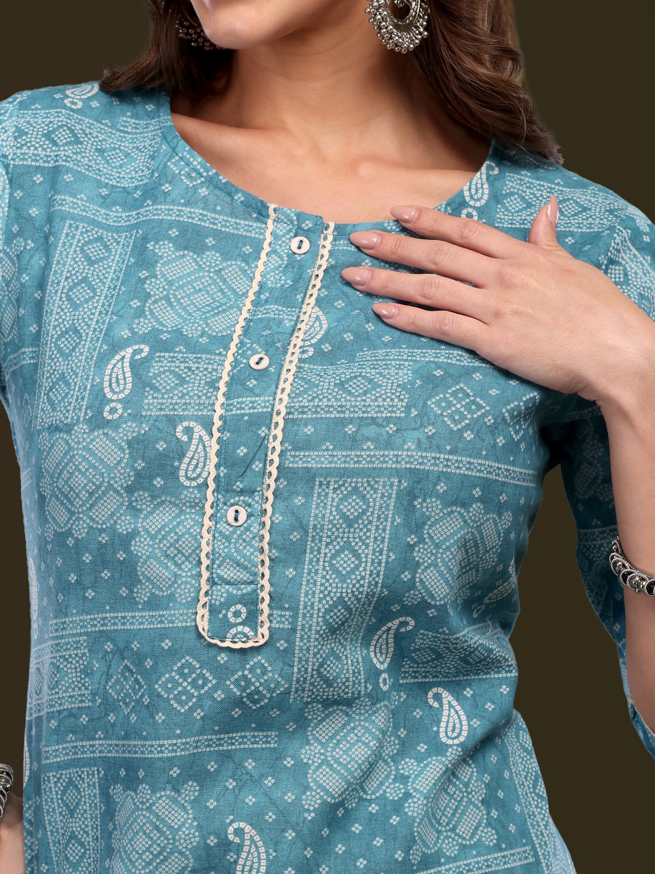 Women's Ethnic Motifs Printed Pure Cotton Flex Kurta with Trousers