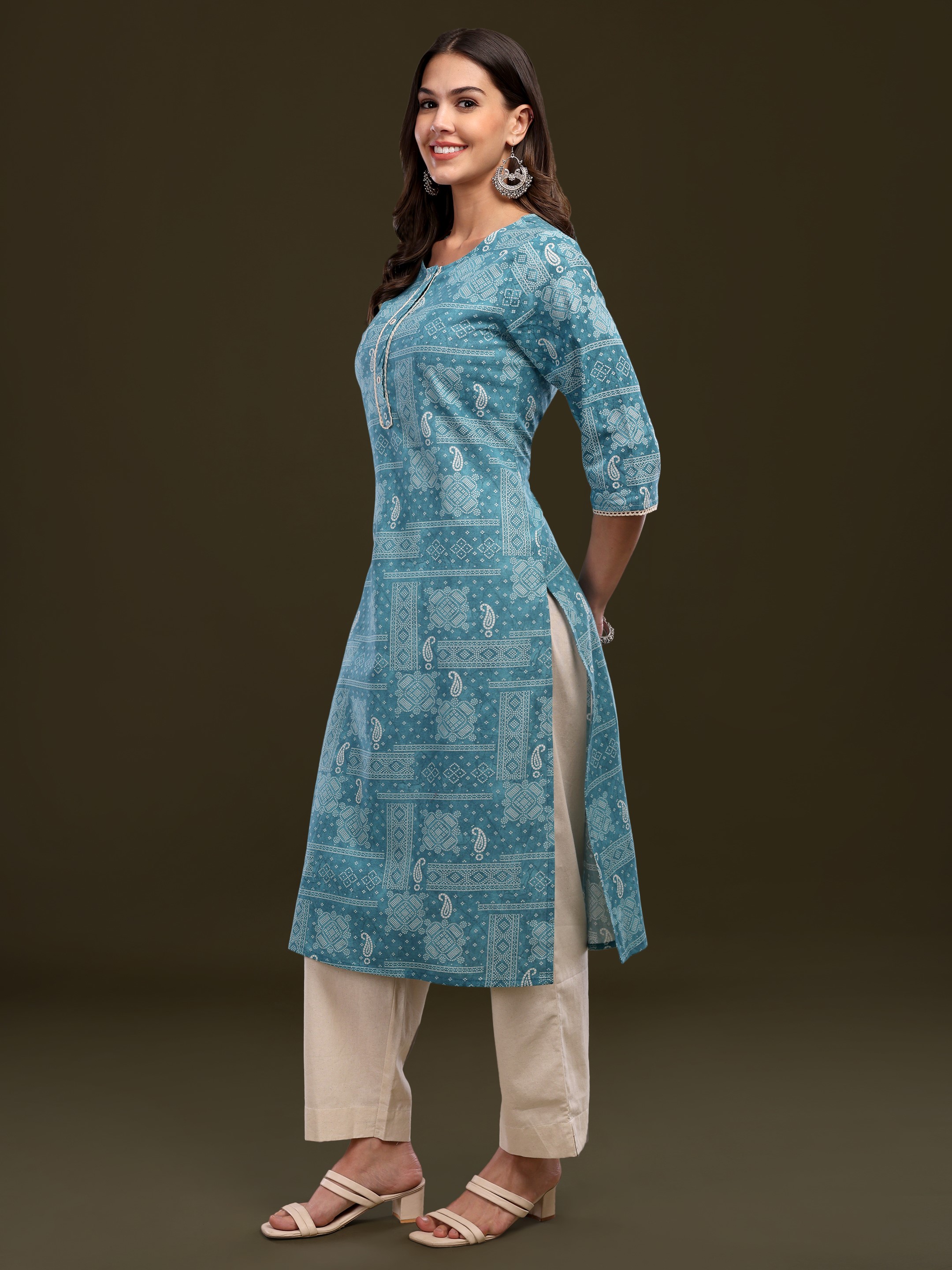 Women's Ethnic Motifs Printed Pure Cotton Flex Kurta