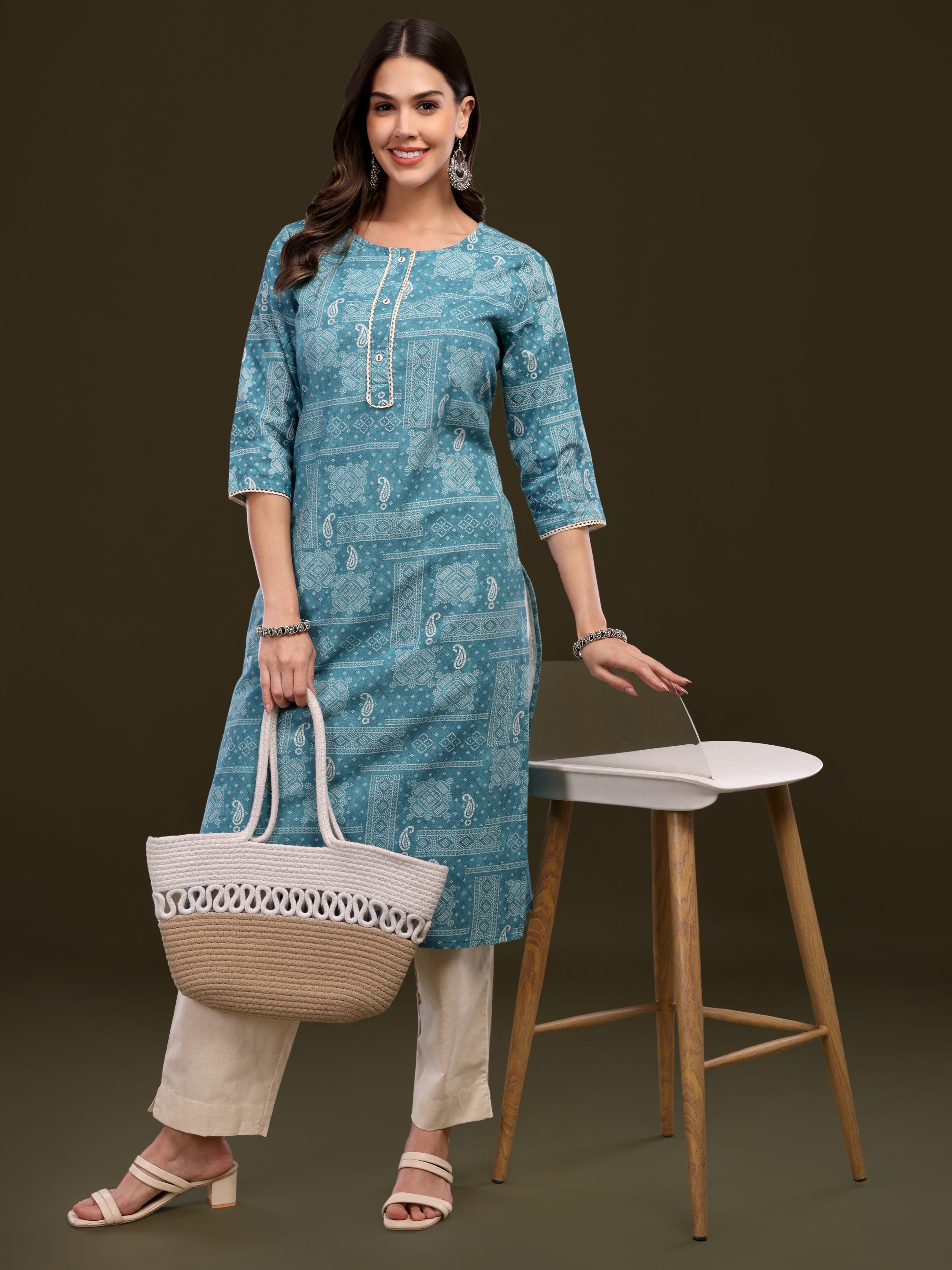 Women's Ethnic Motifs Printed Pure Cotton Flex Kurta