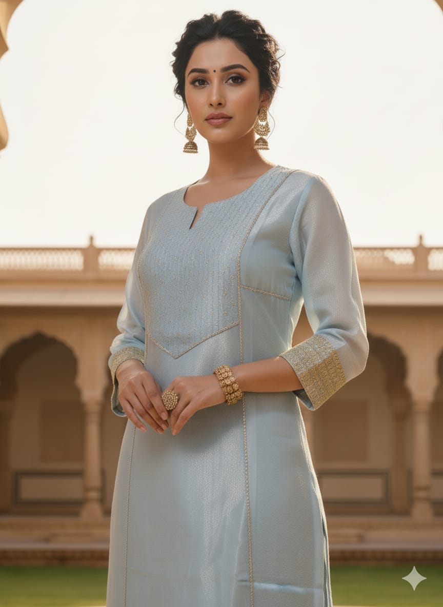 Women's PST Fabric Embroidered Straight Kurta