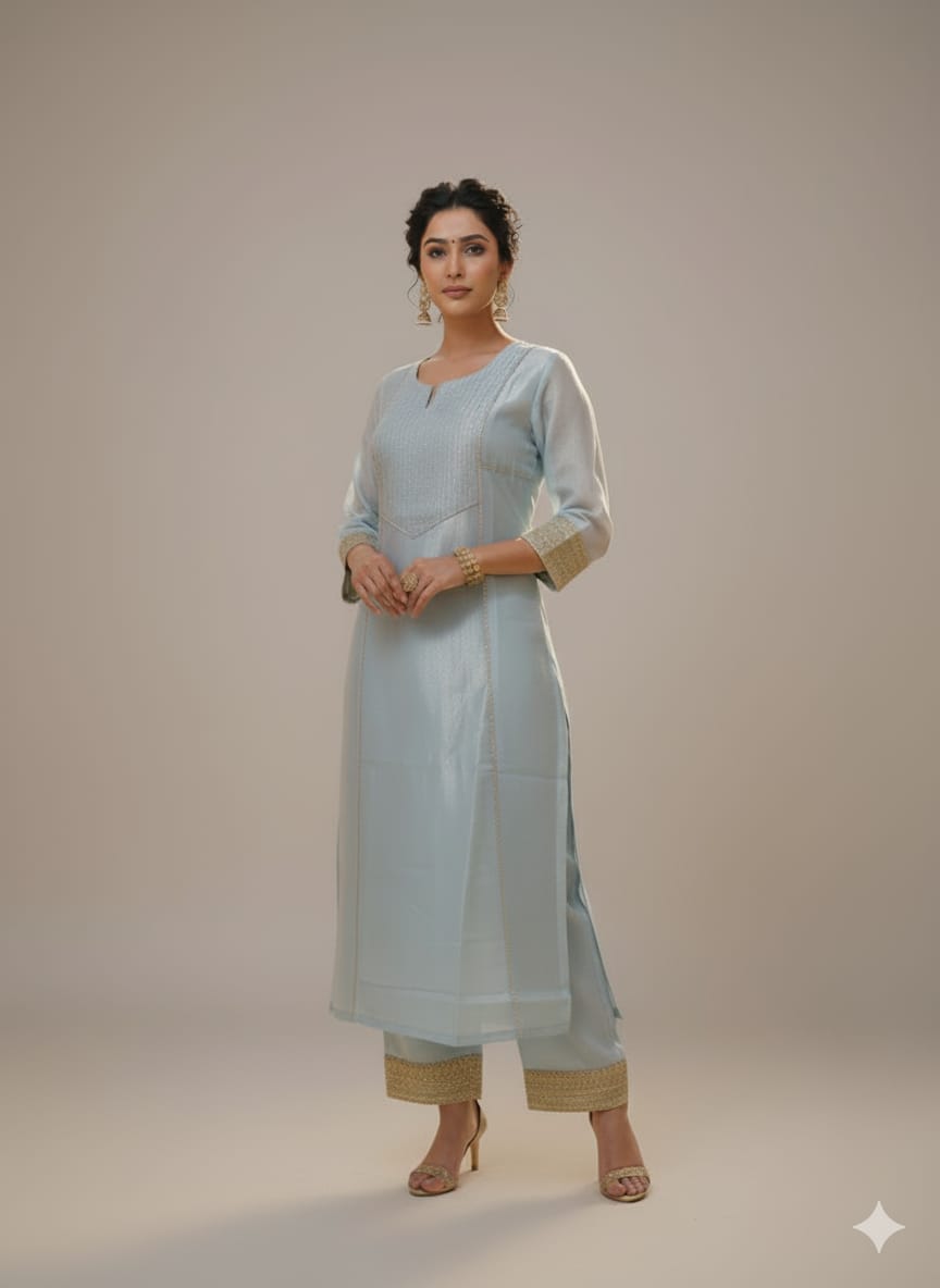 Women's PST Fabric Embroidered Straight Kurta Hover