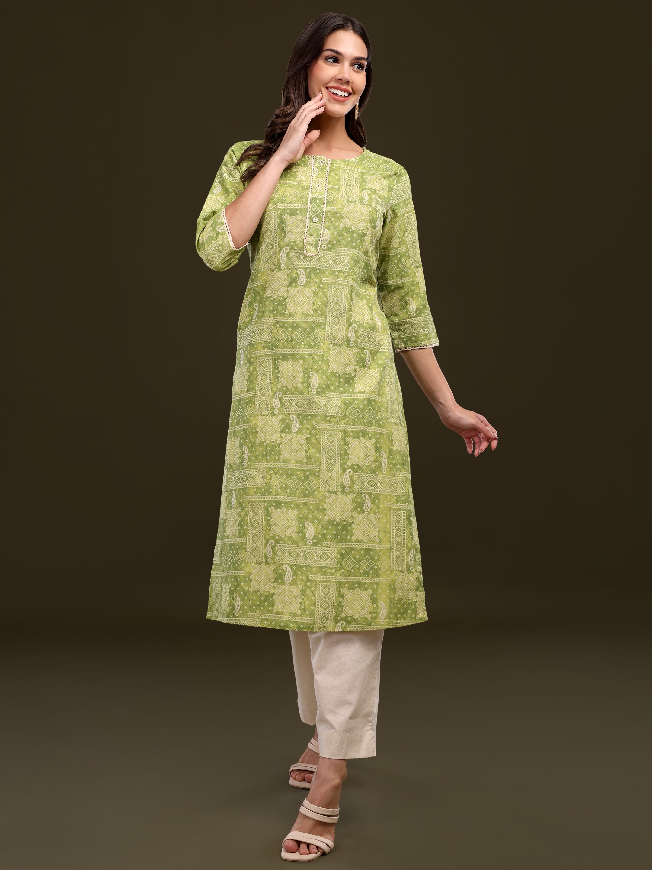 Women's Ethnic Motifs Printed Pure Cotton Flex Kurta