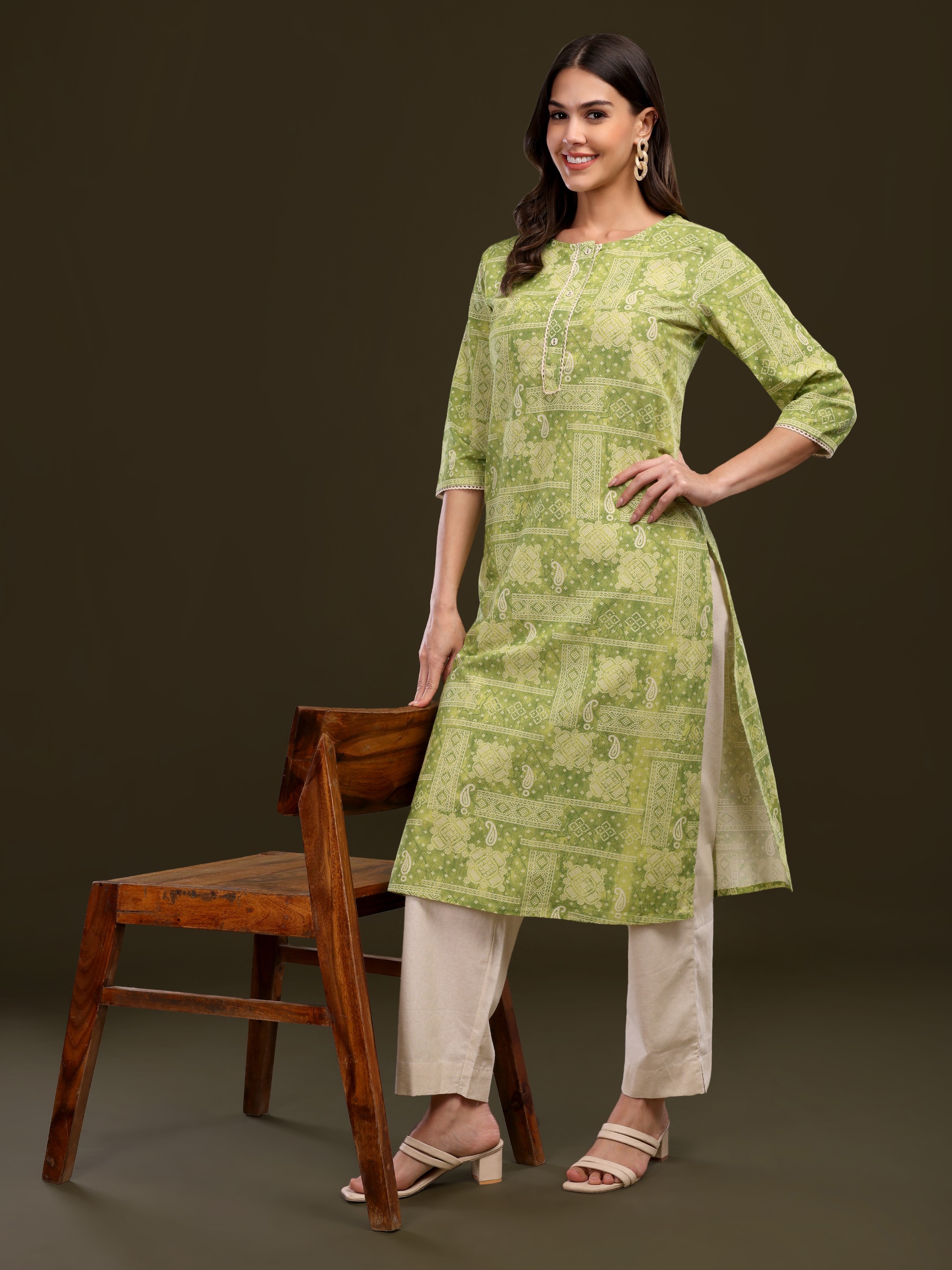 Women's Ethnic Motifs Printed Pure Cotton Flex Kurta