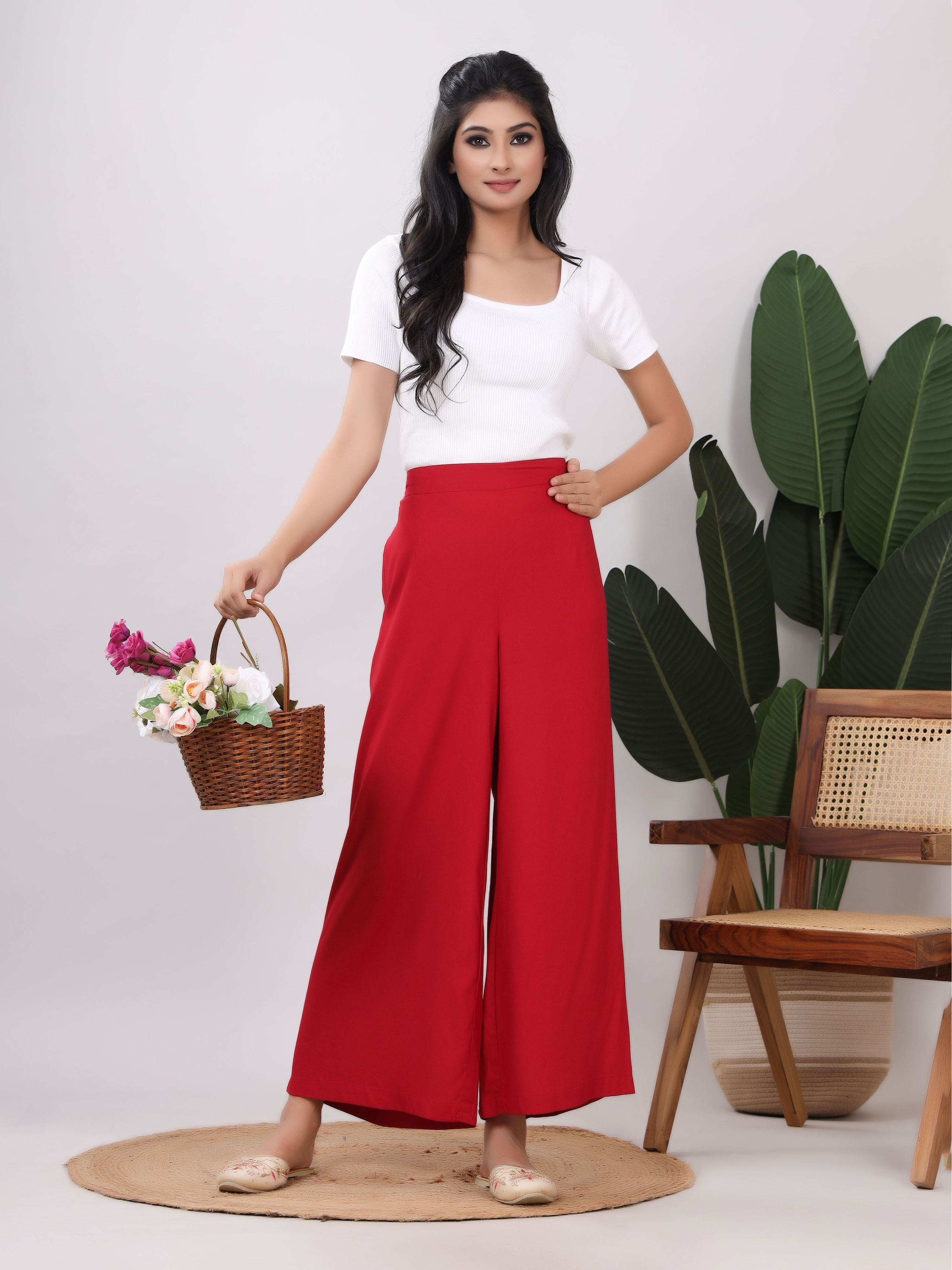 Rayon Solid Straight Ankle Length Palazzo