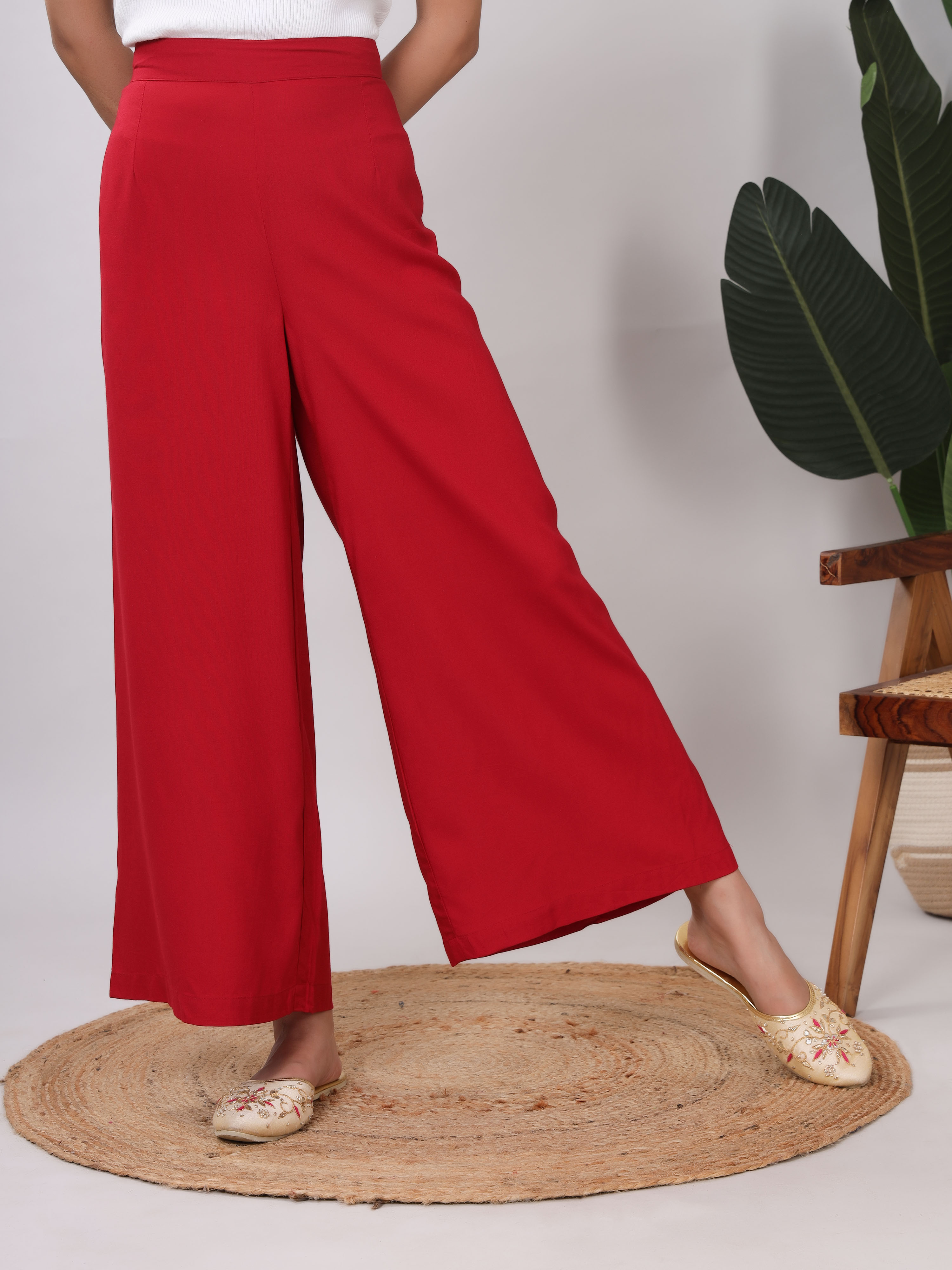 Rayon Solid Straight Ankle Length Palazzo Hover
