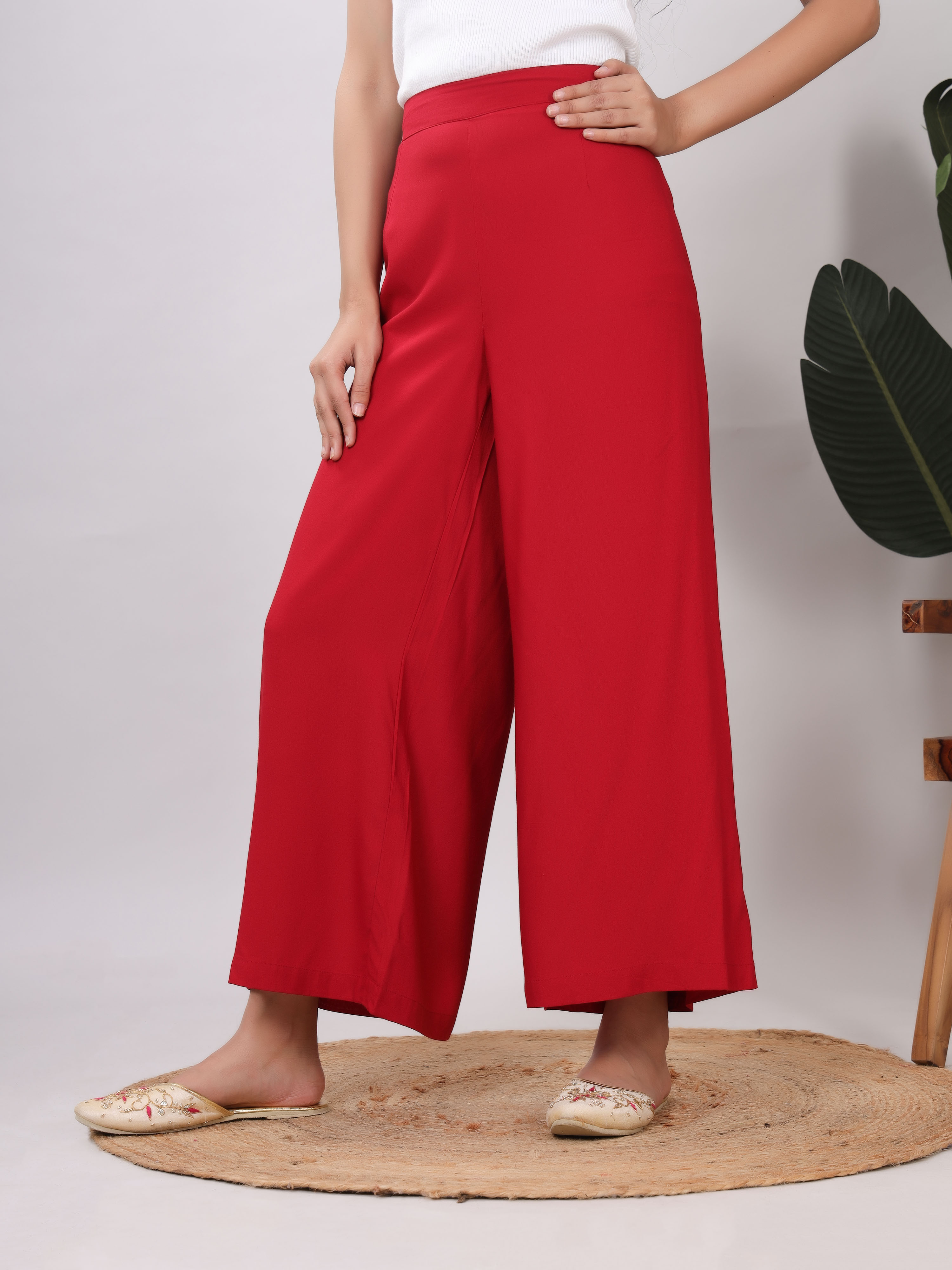 Rayon Solid Straight Ankle Length Palazzo