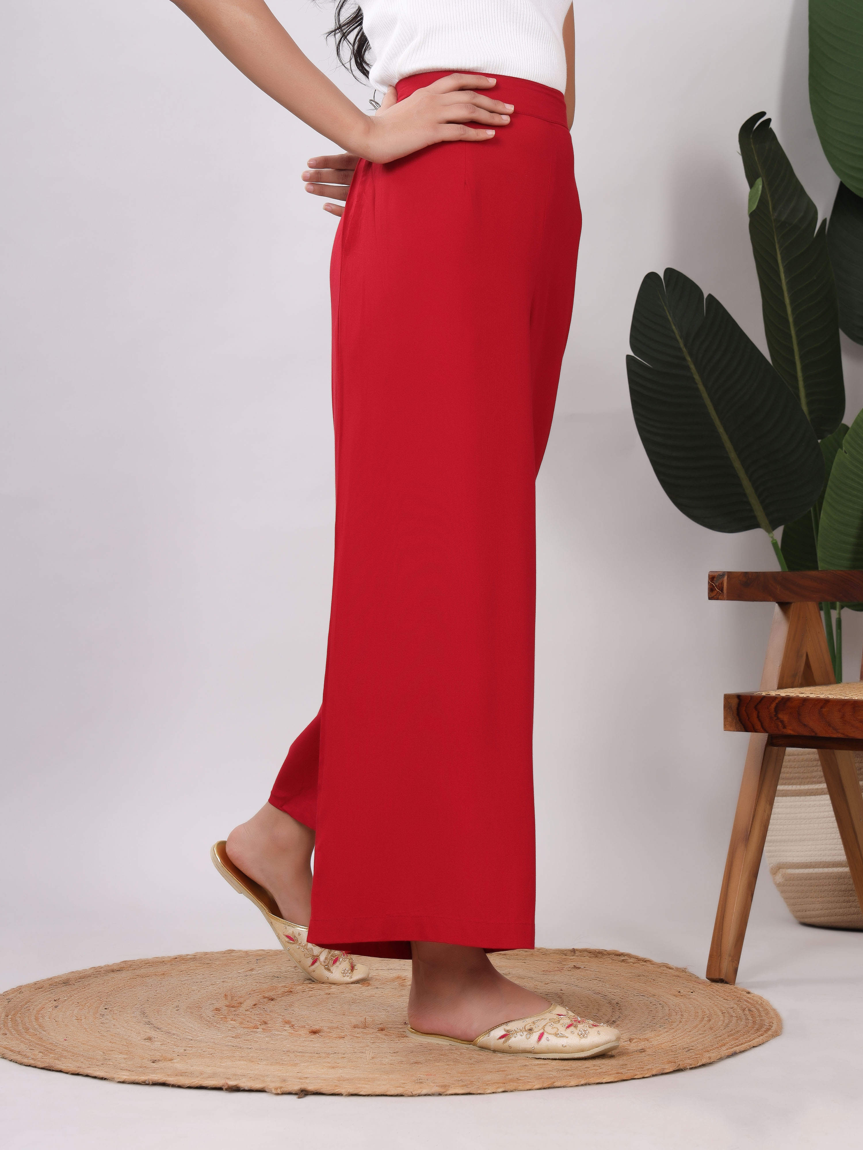 Rayon Solid Straight Ankle Length Palazzo