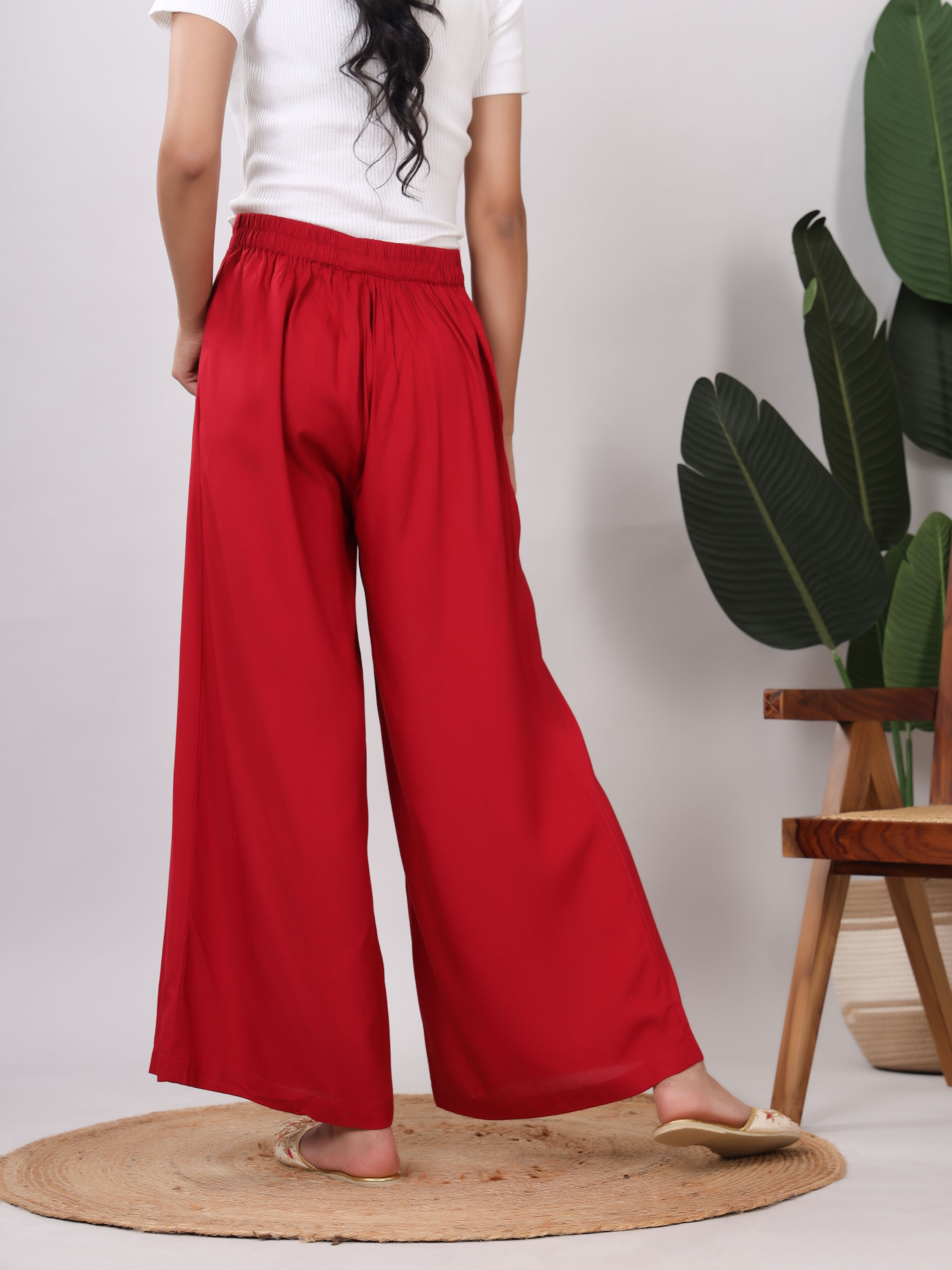 Rayon Solid Straight Ankle Length Palazzo