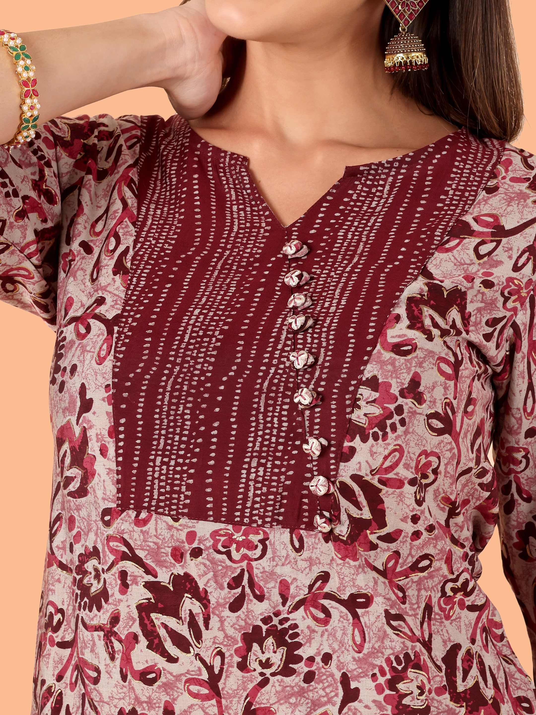 Women Printed Modal Chanderi Kurta Pant With Dupatta Set