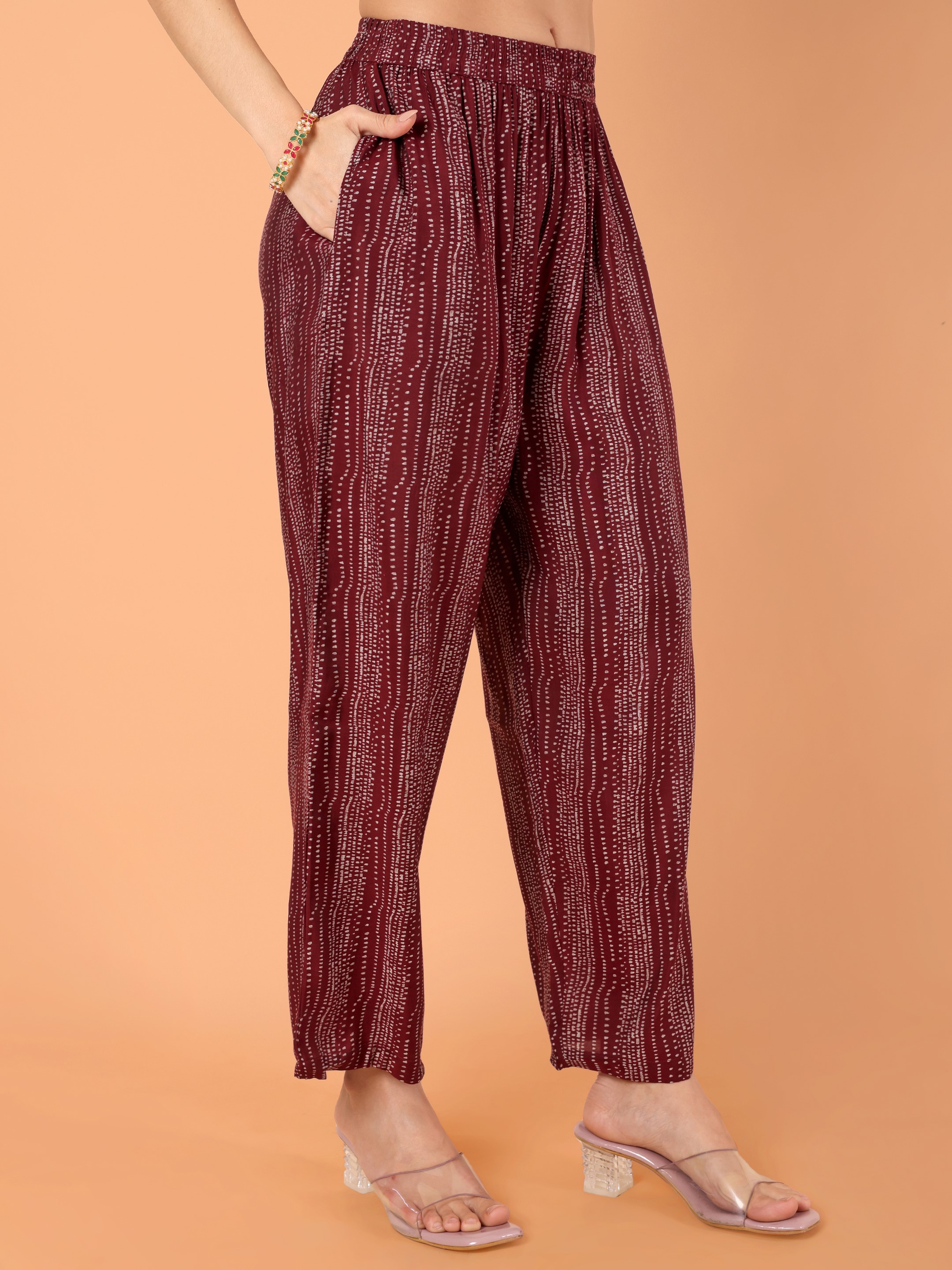 Women Printed Modal Chanderi Kurta Pant With Dupatta Set