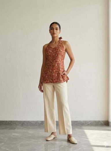 Vasvi Women Cotton Printed Top, Maroon