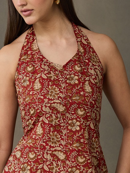 Vasvi Women Cotton Printed Top, Maroon Hover