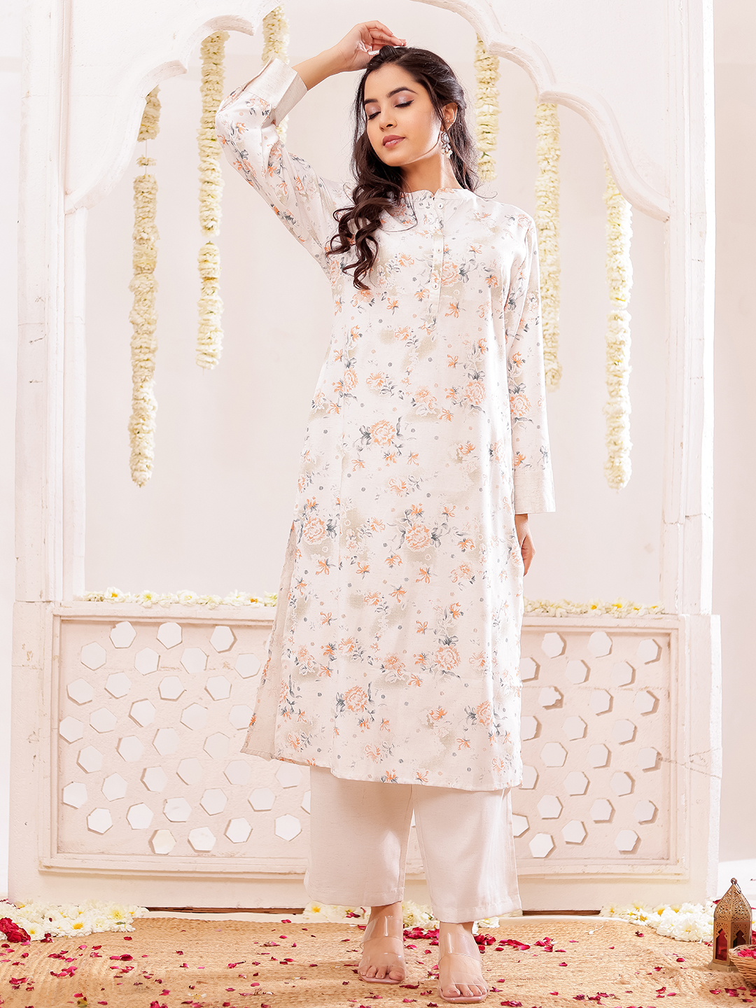 Cotton Slub Printed Kurta Pant Set