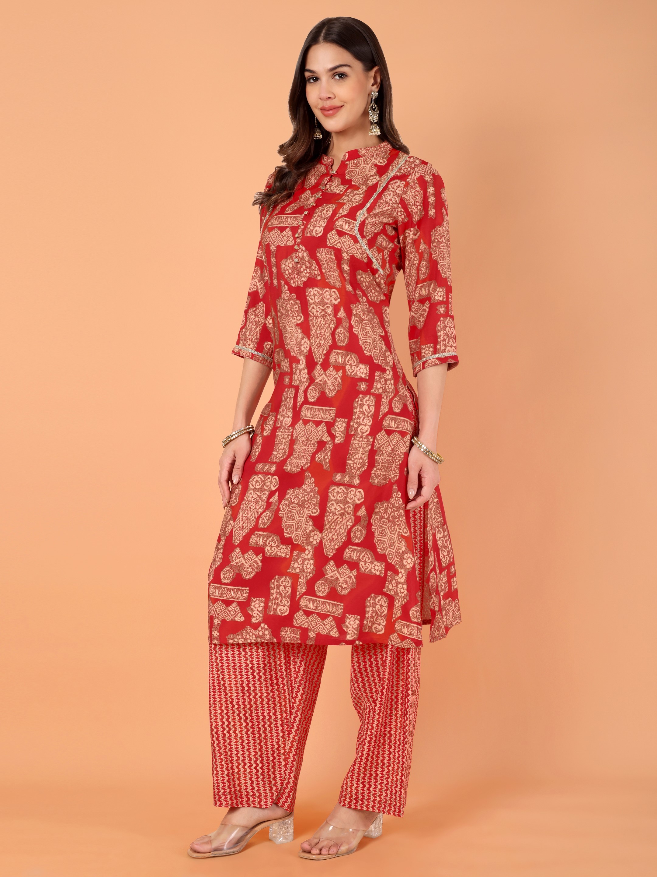 Women Printed Modal Chanderi Kurta Pant With Dupatta Set