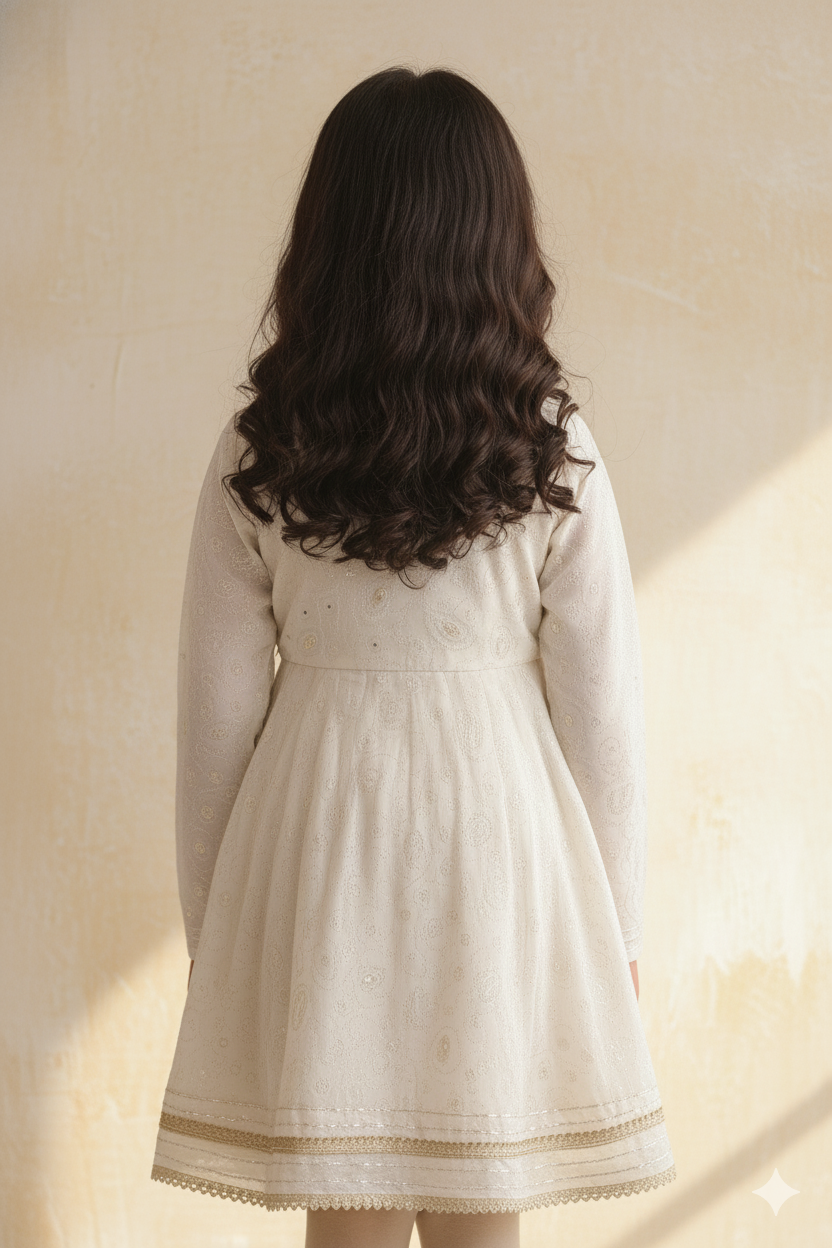 Baby Girl Lace Work Embroidered Georgette Fabric Angrakha Hover