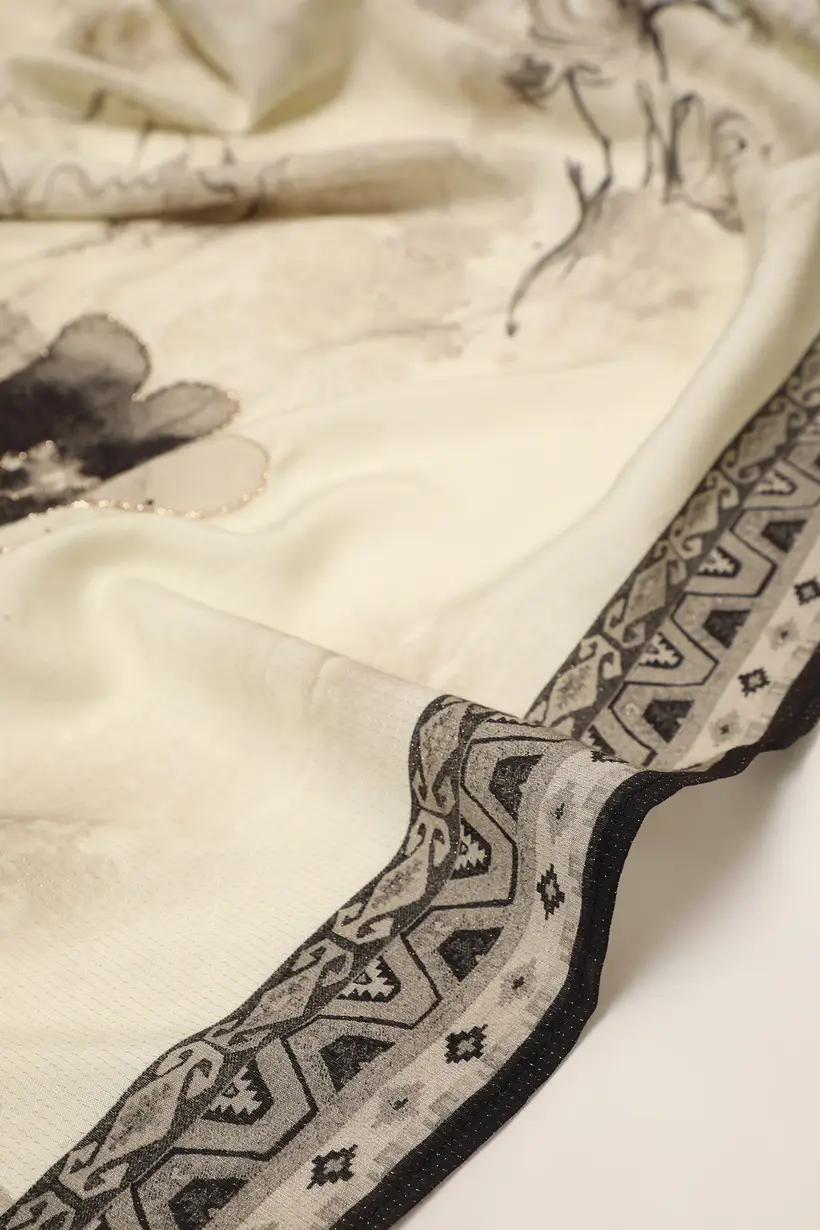 Beige Muslin Floral Print