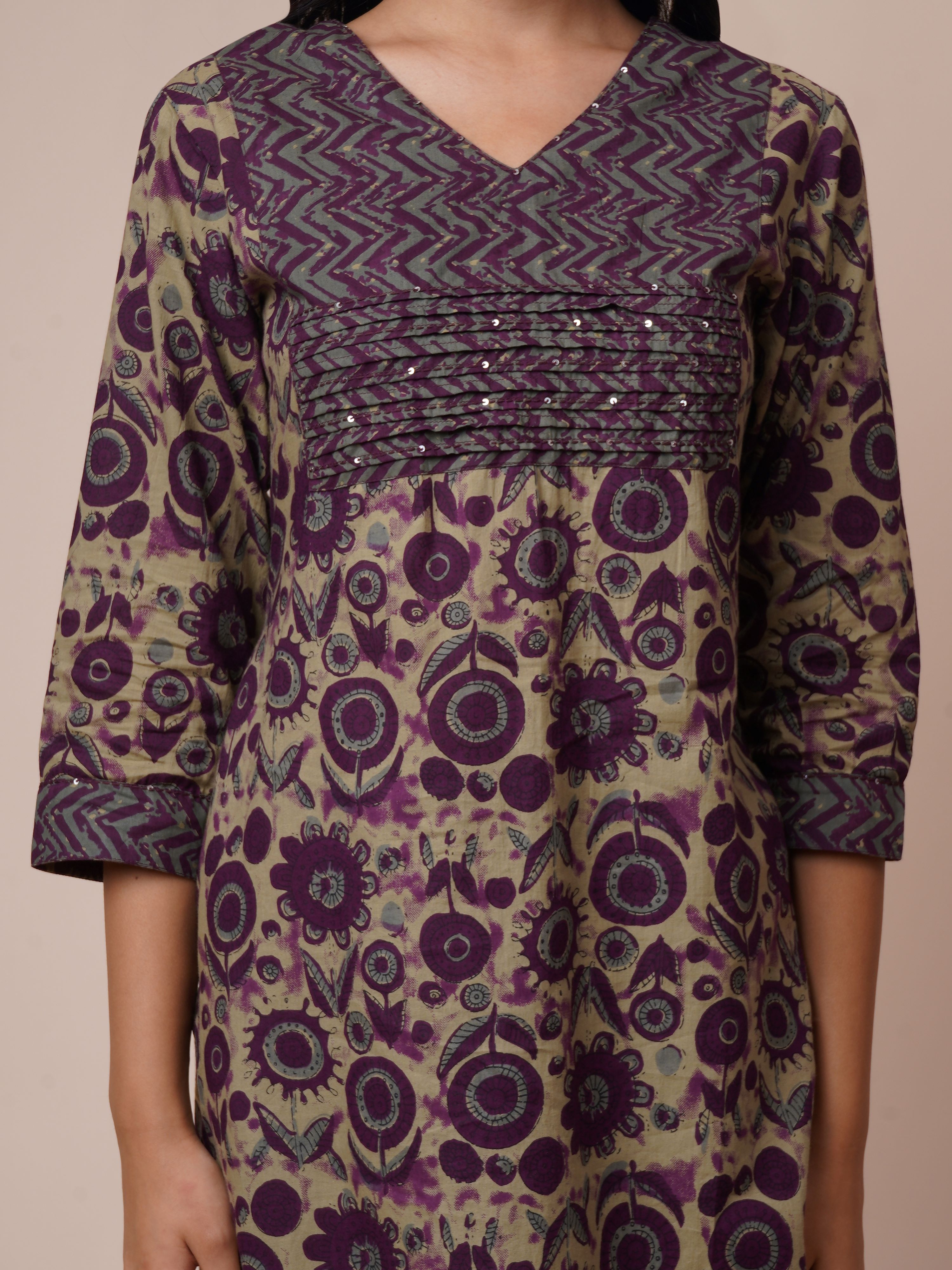 Cotton Floral Printed Handwork Straight Kurta, Pant With Dupatta Set