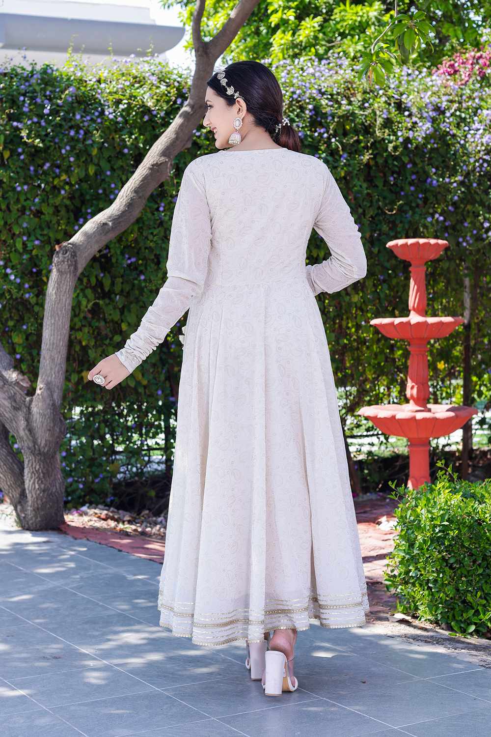 Georgette Embrodered Angrakha with churidar set Hover