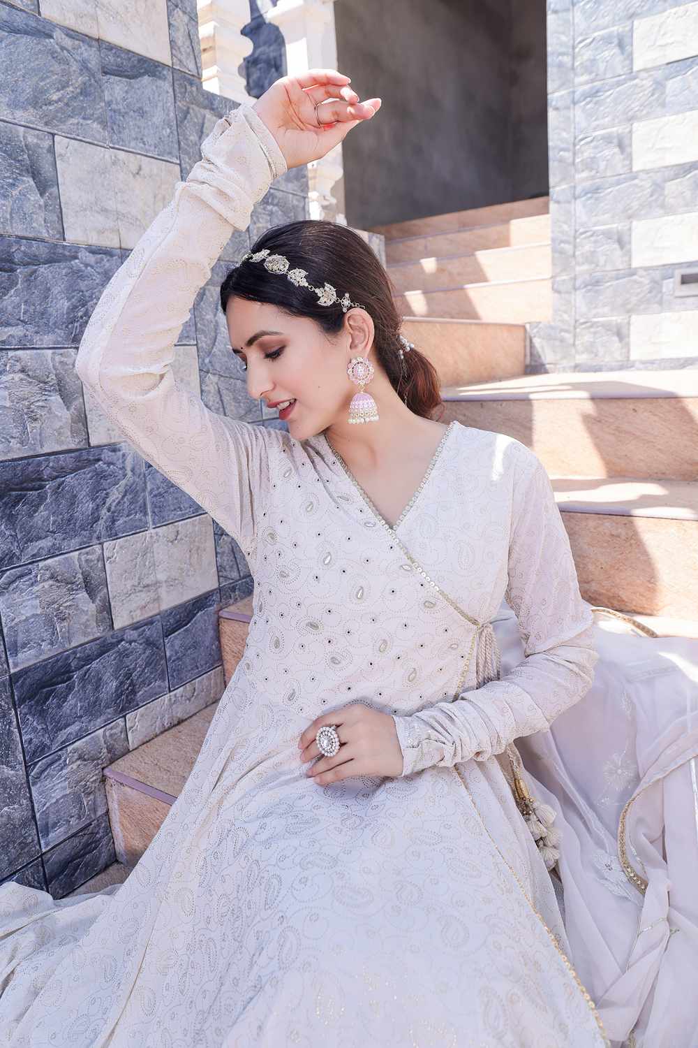 Georgette Embrodered Angrakha with churidar set