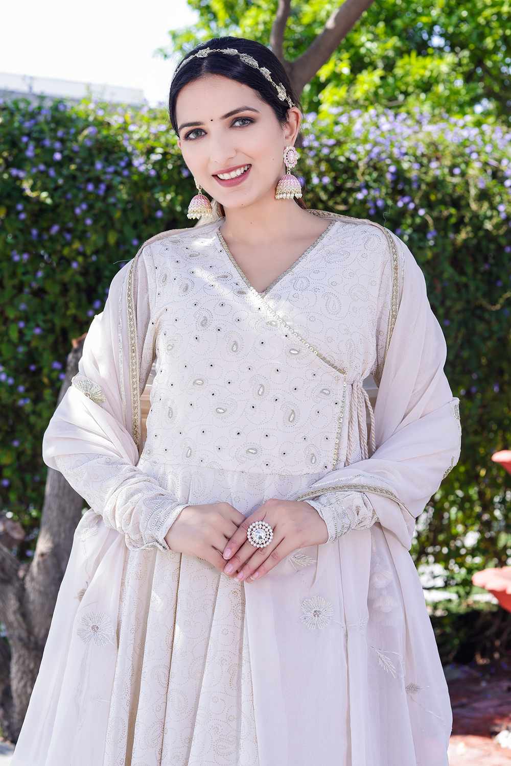 Georgette Embrodered Angrakha with churidar set