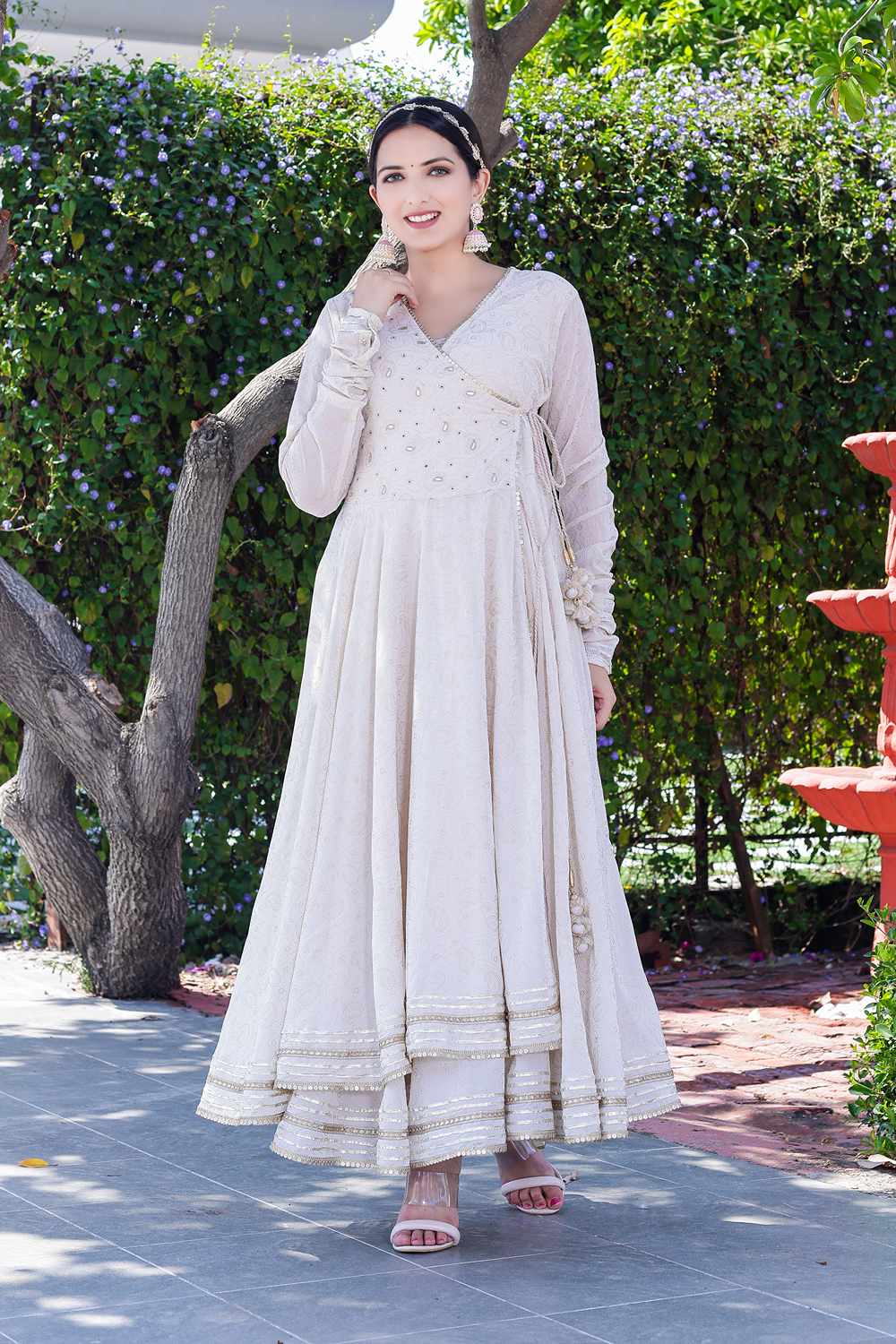 Georgette Embrodered Angrakha with churidar set
