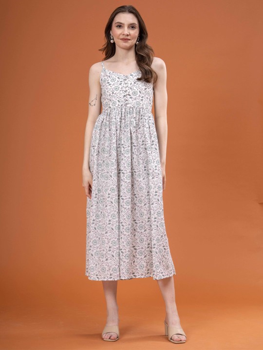 Cotton Floral Print Maxi Dress