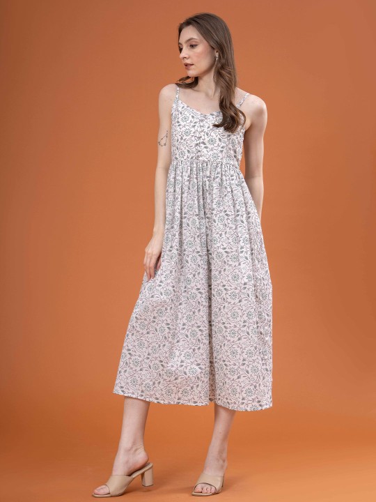 Cotton Floral Print Maxi Dress