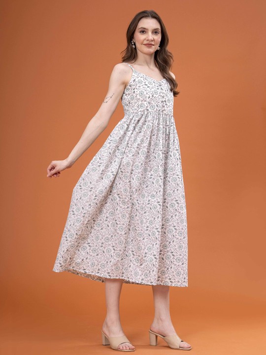 Cotton Floral Print Maxi Dress