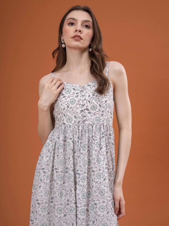 Cotton Floral Print Maxi Dress