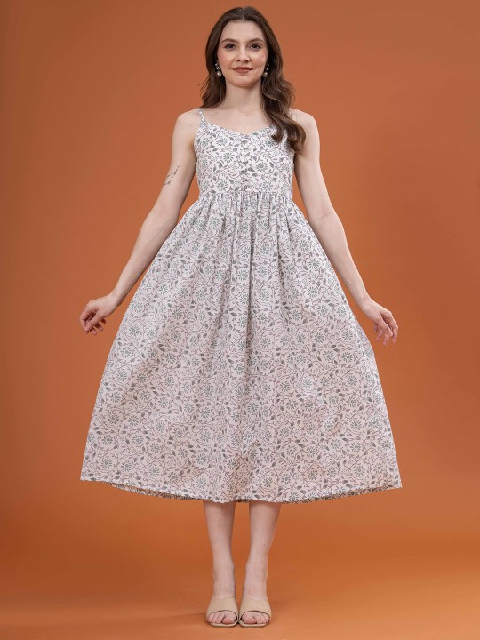 Cotton Floral Print Maxi Dress