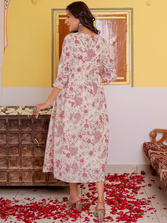 Malmal Printed Fit & Flare Ethnic Dress