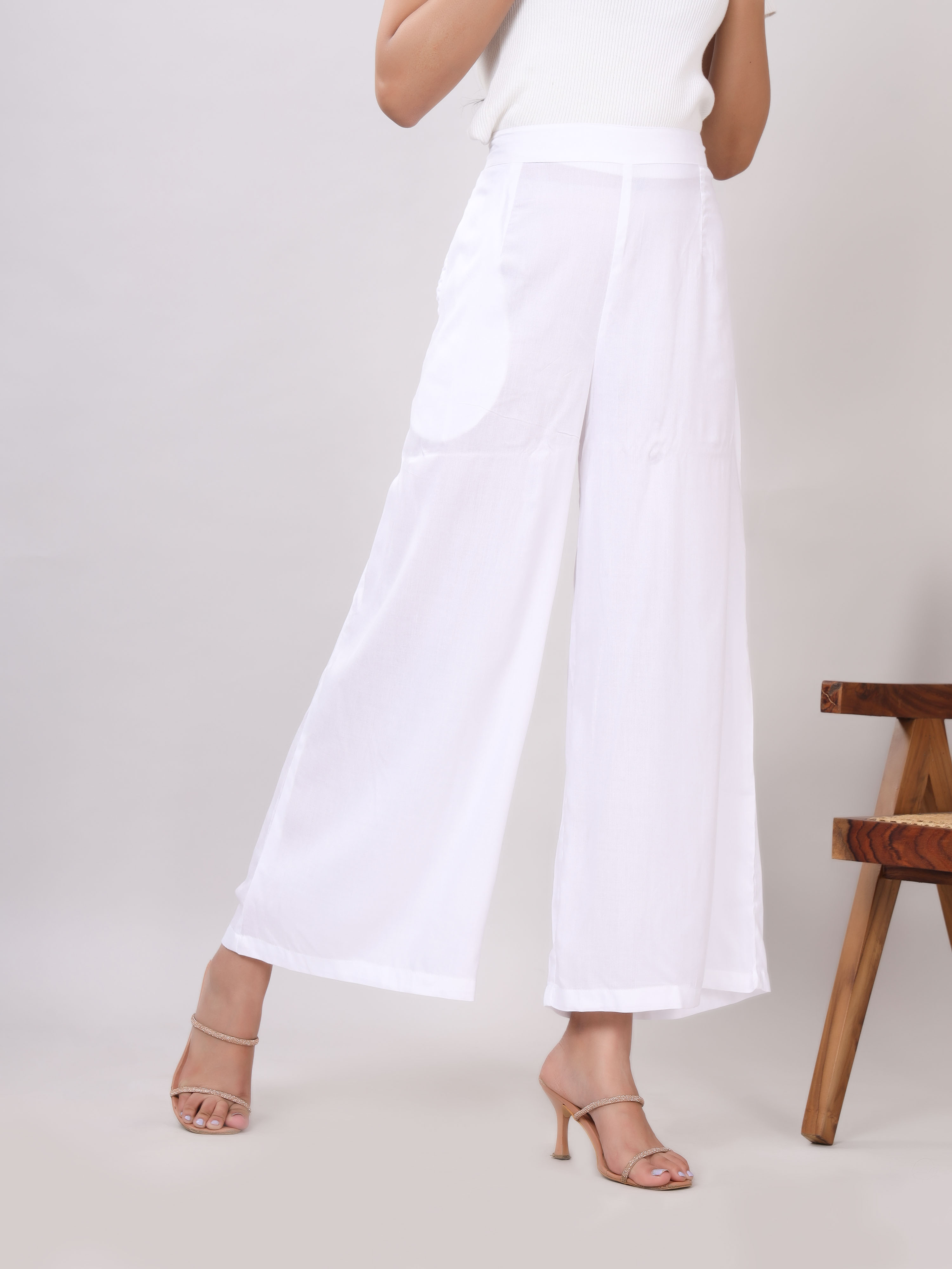 Rayon Solid Straight Ankle Length Palazzo