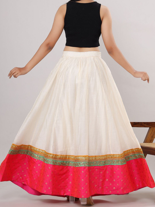 Women Ethnic Solid Embellished Flared Maxi Skirts Hover