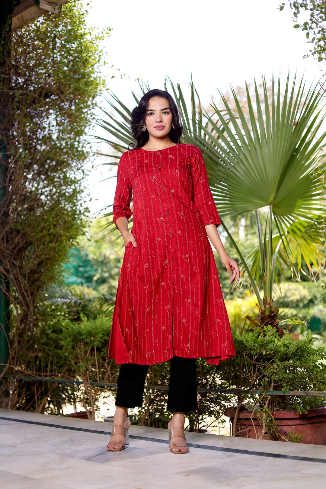 VASVI Women Rayon Printed A-line Kurta