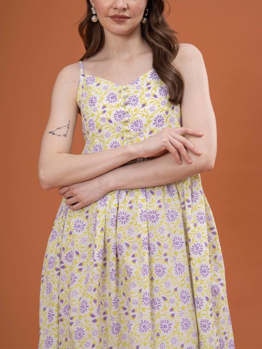 Cotton Floral Print Maxi Dress