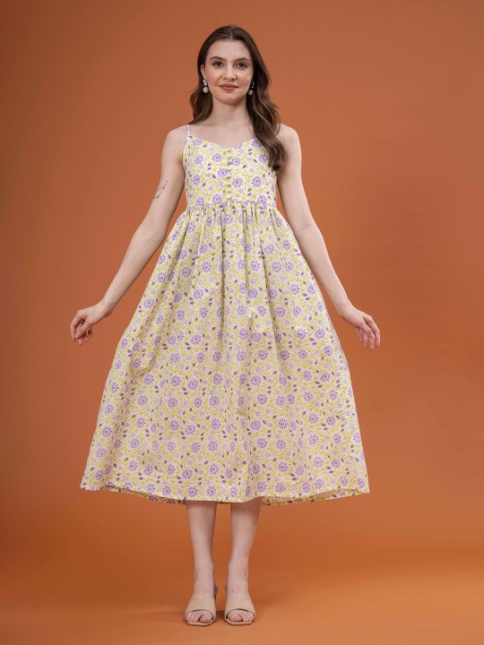 Cotton Floral Print Maxi Dress