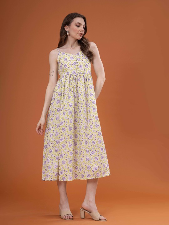 Cotton Floral Print Maxi Dress