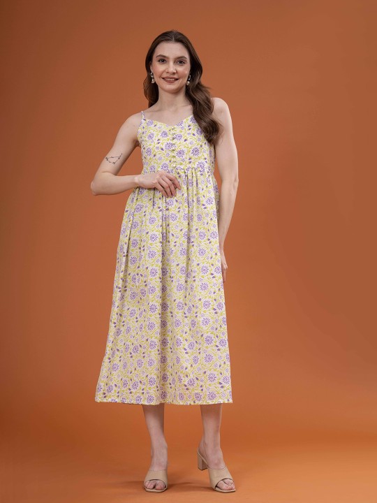 Cotton Floral Print Maxi Dress