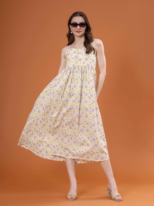 Cotton Floral Print Maxi Dress