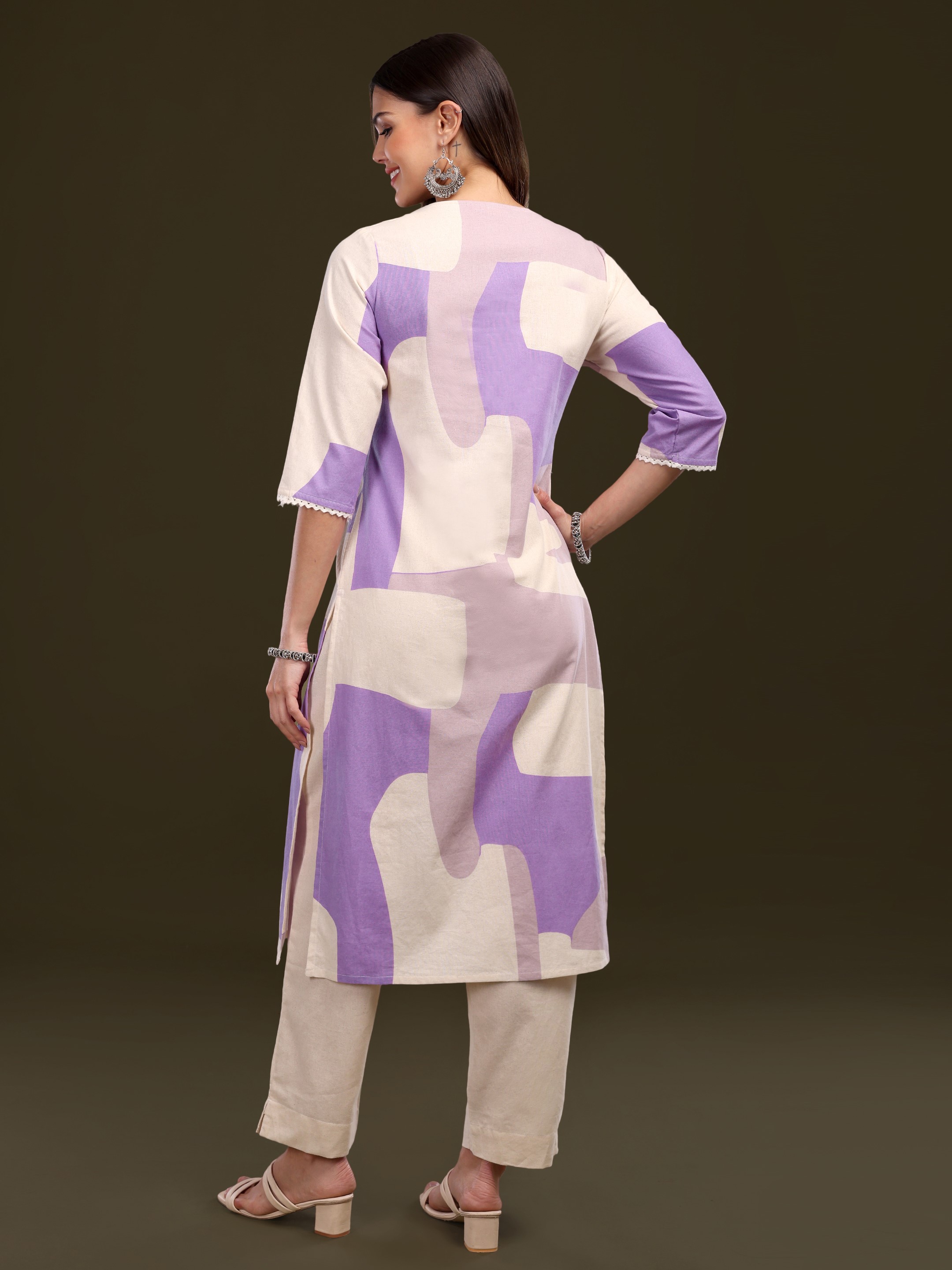 Women's Abstract Printed Cotton Flex Kurta