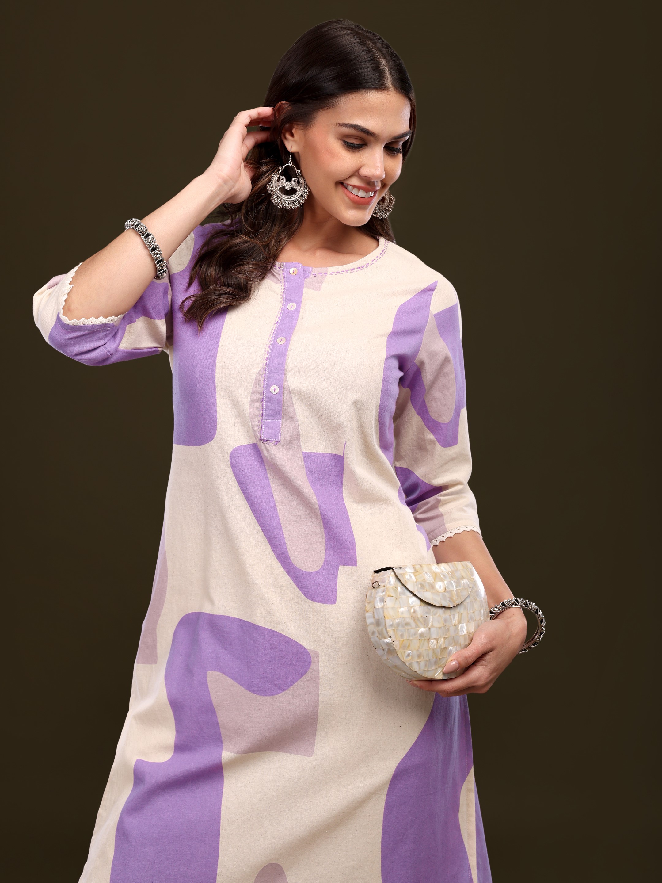 Women's Abstract Printed Cotton Flex Kurta