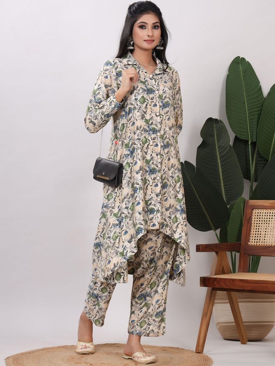 Muslin Printed Top With Trouser Co-Ords Hover