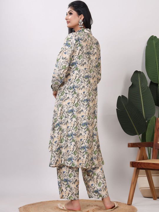 Muslin Printed Top With Trouser Co-Ords