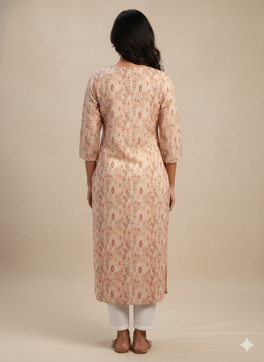 Women's Printed Handwork Straight Kurta
