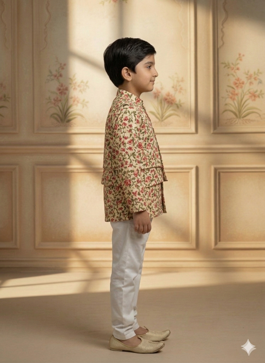 Baby Boy Cotton Kurta Payjama With Jacket Set Hover