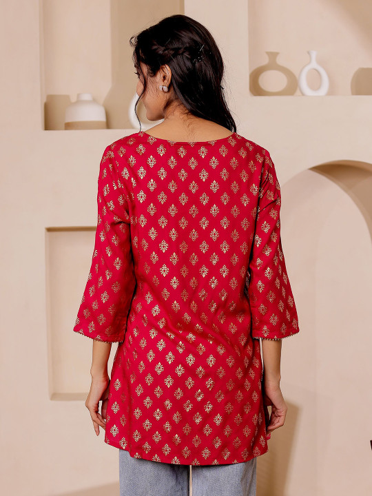 Rayon Women Printed Embellished Tunic