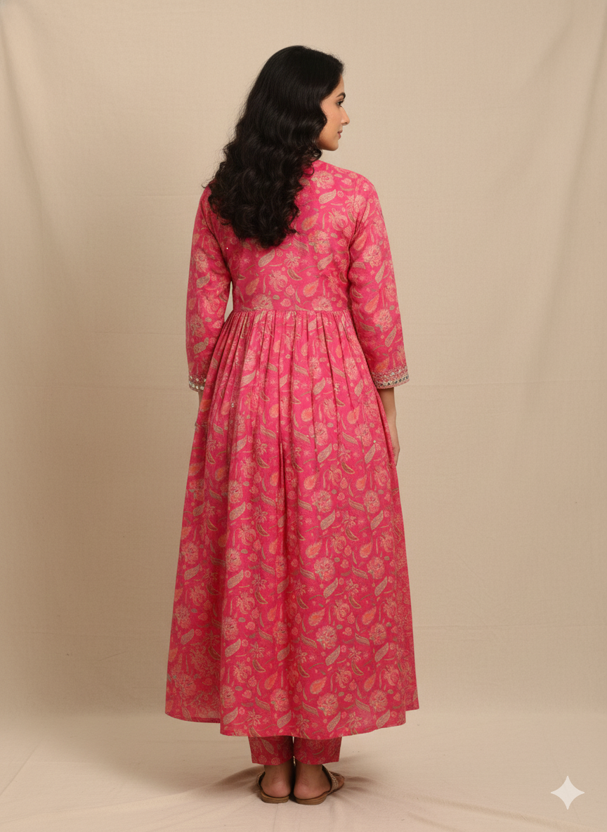 Women's Embroidered Rayon Printed Aline Kurta