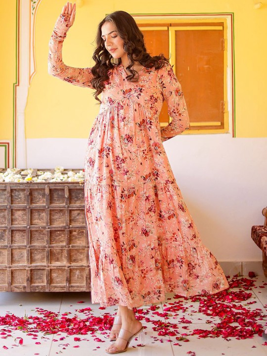 Cotton Printed Flared Midi Ethnic Dress